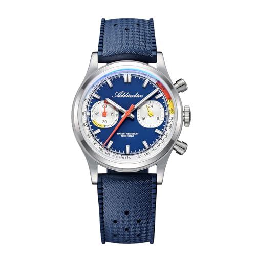 Image of ADDIESDIVE 38 MM Chronograph Watch VK64 Sweep Second Movement Tachymeter Mark FKM Rubber Strap BGW9 Super Lume Colourful Outdoor Sports Watches for Men Women