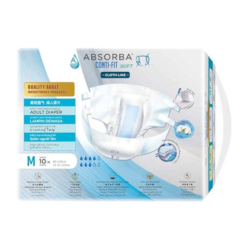 Absorba Conti-Fit Soft Adult Diapers Medium (10 Pieces)