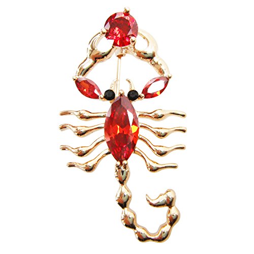 Navachi 18k Gold Plated Copper Red Cubic Zirconia Zircon Scorpion