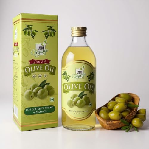 Image of LAXMI ORGANIC Pure Olive Oil 3 Litre Family Pack | Cold Pressed Jaitun Ka Tel | 100% Pure Edible Oil for Cooking, Hair & Skin Care | Rich in Antioxidants & Vitamin E | Daily Use Oil
