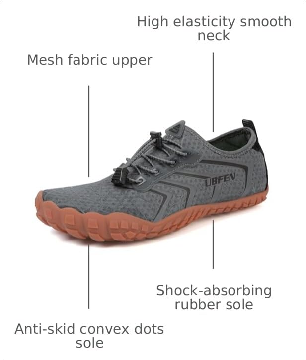 Image of UBFEN Water Shoes for Men Women Quick Dry Swim Aqua Socks | Lightweight Barefoot-style Fit, Rubber Sole, Hiking, Fishing, Kayaking, Beach, Pool, Boating, Diving And Water-to-land Wear