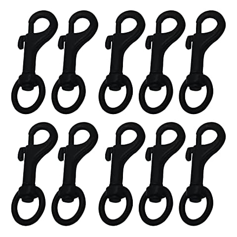 Bytiyar 10pcs 1.8 inch Swivel Bolt Snap Clasp Hooks with 10mm O Ring Metal Lanyard Webbing Belt Lobster Buckle Clips DIY Accessory Black Cover