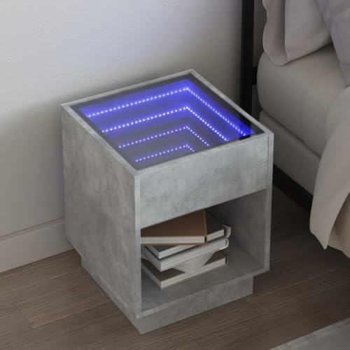 Lit de jardin et salon sublimés par le tableau effet béton gris à LED Infinity 40x40x50 cm