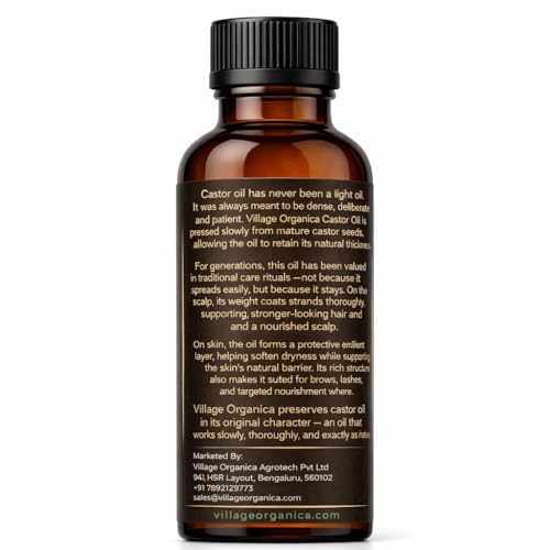 Image of Cold Pressed Castor Oil | Unrefined | Naturally Thick | Stored in Protective Amber Glass Bottle | 100 ml