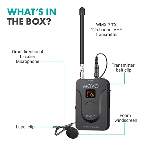 Movo Wmx-7-Tx Vhf Lavalier Microphone And Wireless Transmitter Wmx-7 Wireless Microphone System #TOP2