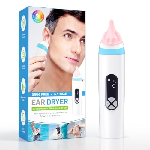 Ear Dryer for Swimmers - Rechargeable & Portable Electronic Ear Water Remover with Dual Drying Modes, Safe Warm Air Technology for Fast Moisture Removal After Swimming, Showering & Water Sports