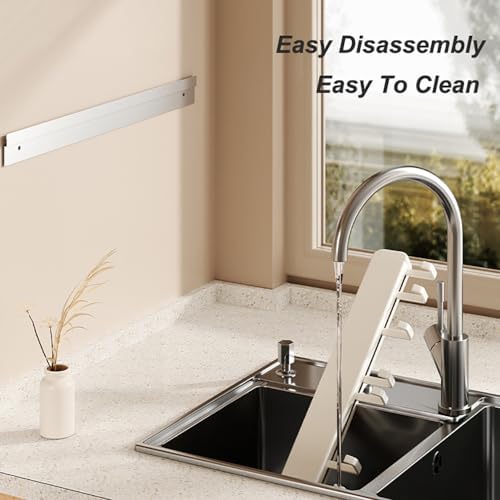 Wall Mounted Kitchen Utensil Holder with 12 Hooks, Self-Adhesive Sliding Hooks Organizer for Under Cabinet Tools, Versatile Bathroom & Kitchen Storage Solution (Gray, 60cm)