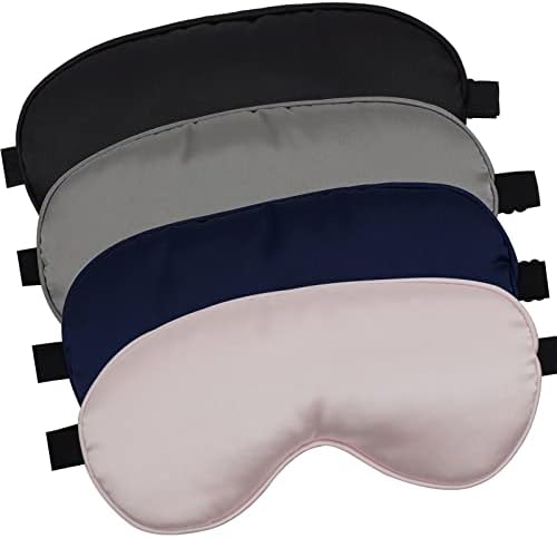 LERSVICVIL 4 Pack Eye Mask for Sleeping Silky Soft Satin Blindfold Adjustable Strap Night Eye Cover for Women Men