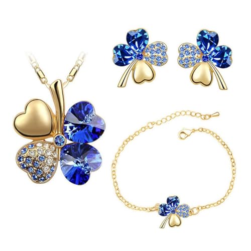 Auriselle Femme Ensemble de Bijoux Heureux Trèfle à Quatre Feuilles Strass Boucles D'oreilles...