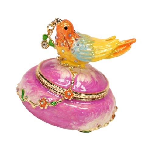 Msioytog Boîte trésor d ' oiseau mignon peinte à la main dans des techniques exquises, adaptée stockage de bijoux et à la décoration artistique de la maison, boîte de collection d ' art unique