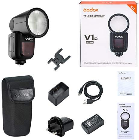 Godox V1-C Round Head Camera Flash Speedlite, 2.4G X Wireless HSS 76Ws Speedlight Flash for 6D 7D 50D 60D 500D 550D 600D 650D 1000D 1100D 1DX 580EX II 5D Mark II III