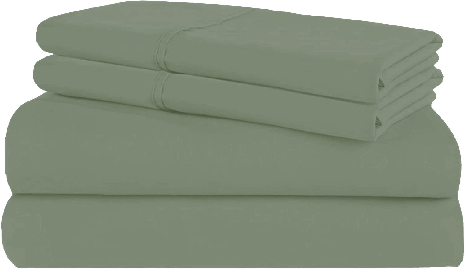 KuwugiAttached Waterbed Sheet Set King/California King Size 800 Thread Count 100% Cotton 4 Piece 21" Inches Deep Pocket Bed Sheet Set - Sage Solid