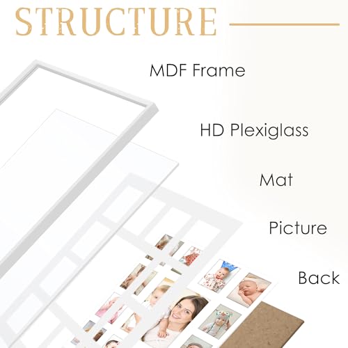 Image of DUENPY 12x16 Baby First Year Photo Frame White