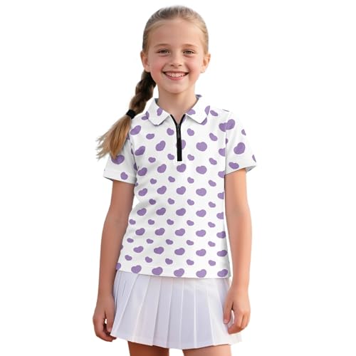 Polo de tennis fille anti-irritation col zippé pour sport d'été