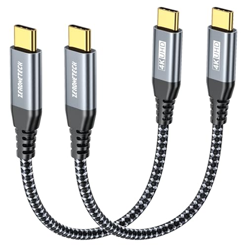 Image of ZeroneTeck 12 inch USB C Cable [2-Pack 1FT] 20Gbps High Speed Data Transfer Cable Short, 4K@60Hz Type-C Monitor Video Output, USB C 3.2 Gen 2x2 100W PD Charging for iPhone 17,MacBook,iPad,Hub,SSD,Dock