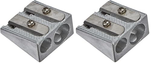 Herlitz Fancy - 1 Sacapuntas Doble de Metal con Doble Agujero para Lapiceros (Paquete de 2)
