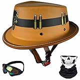 Motorcycle Helmet Retro Open Face Motorcycle Helmet Summer Western Cowboy Hat Helmet Motorbike Moped Half Helmet Adult Men Women Half Shell Helmet Gentleman Helmet for Street Moped DOT Approved