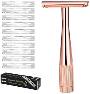 Safety Razor - Single Blade Razors for Women&Men with 10 Single Edge Razo Blades,Reusable Metal Razor with Scrap Blade Recycling Suitable for Body, Armpits, Bikini, Legs Shaving