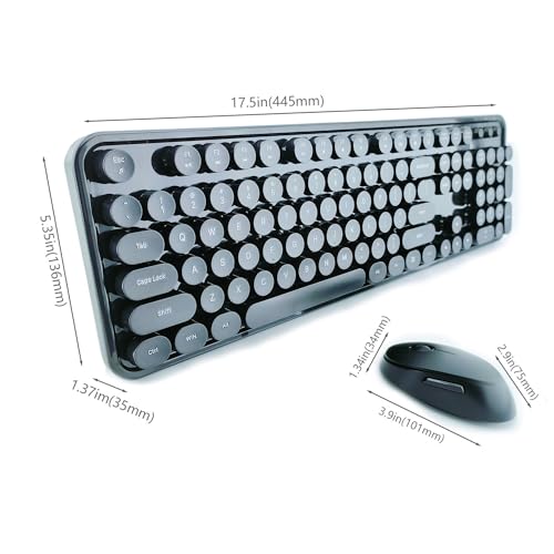 Clavier sans fil machine à écrire et souris sans fil noire - 2