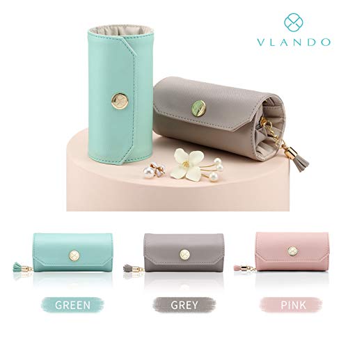 Vlando Portable Jewelry Roll For Travel, Mini Size & Light Weight Jewelry Storage Organizer Bag For Daily Jewelries For Bracelets, Earrings, Rings (Sweet Pink) #TOP4