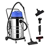 Aspiradora De Taller De 1400 W, para Trabajo Pesado, 16 Galones, 20 Kpa De Potencia De Succión, 3 En 1, De Acero Inoxidable, Aspiradora De Agua Y Extractor De Alfombras