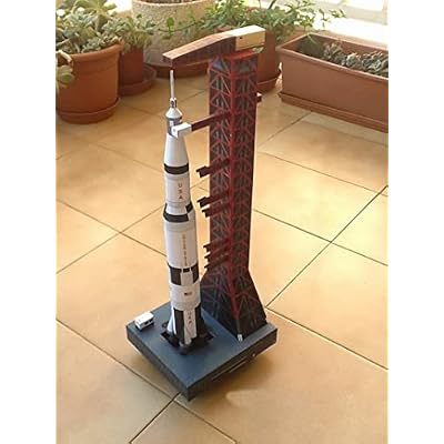 TECKEEN 1/300 Scale Saturn V Rocket and Launch Pad Model Paper Model Diecast Rocket Model for Collection (Unassembled Kit)
