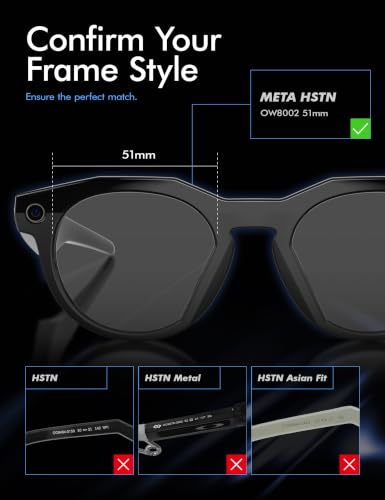 Image of SAUCER Premium Replacement Lenses for Oakley Meta HSTN OW8002 51mm | UV400 Protection, Anti-Scratch, Precise Fit Smart Glass