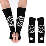 Alrhso 1 Pair Volleyball Arm Sleeves Padded Forearm Sleeves Volleyball Arm Guards Pads Hand Protector Sleeve Gloves with Thumb Holes Wrist Guards Pads for Passing Hitting, Black