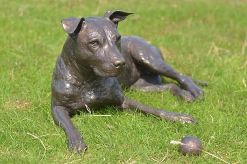 MADE WHEN ORDERED Lying American Staffordshire Bull Terrier Dog Statue | Foundry Bronze Sculpture | Lifesize Staffie, by Tanya Russell