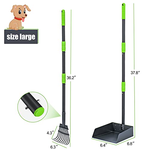 Image of Niubya Pooper Scooper for Dogs, Metal Poop Scooper Tray and Rake Set with Adjustable Long Handle, Dog Pooper Scooper for Pet Waste Removal