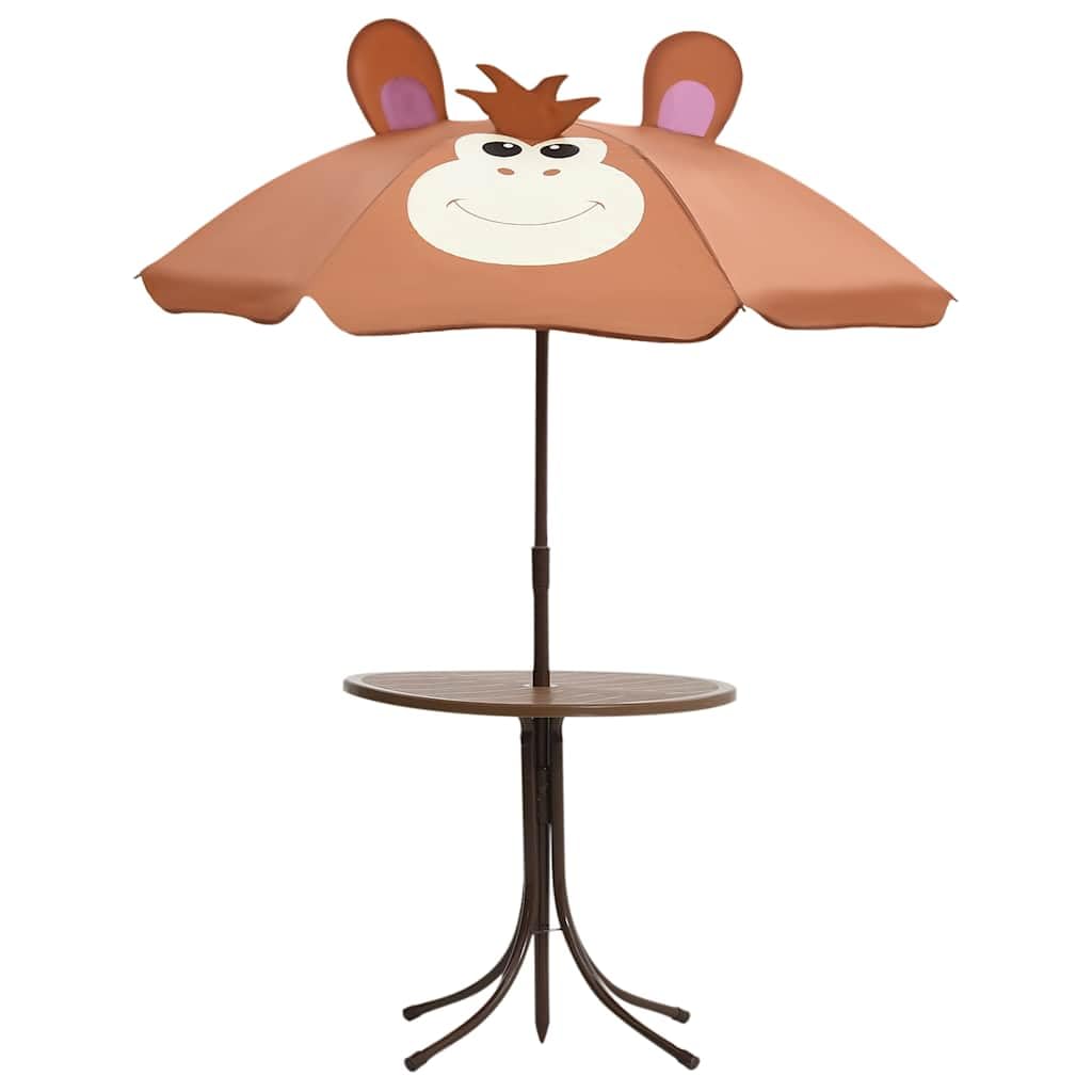 Ensemble de Bistro avec Parasol pour Enfants 3 pcs Marron,Salons de Jardin,5.1kg-48099