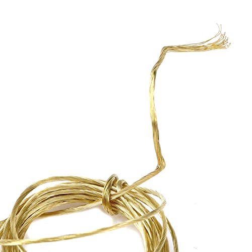Image of Picture Hanging Brass Wire, Bare Copper Wire, 8.2feet 20 Strands of Solid Copper Wire (2 Packs-Gold)