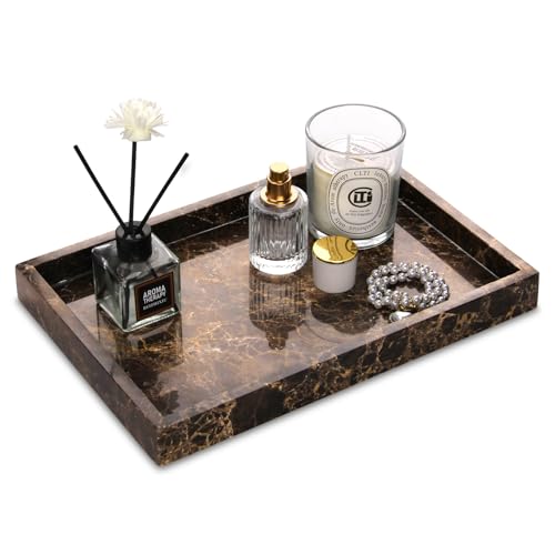 Marble Bathroom Vanity Tray, Natural Luxury Vanity Home Kitchen Bathroom Table Tray, Stone Decorative Countertop Dresser Trays for Key Coffee Perfume Jewelry...