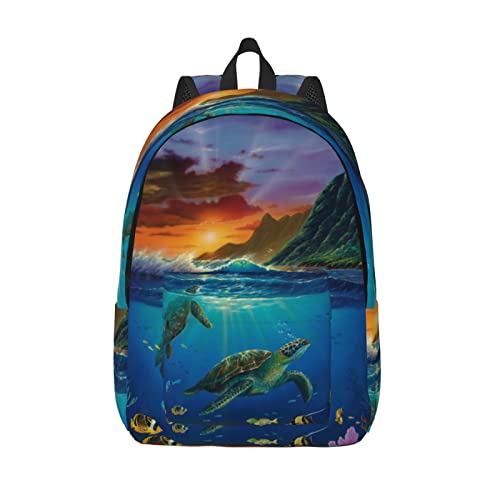 Sac à dos ordinateur portable décontracté tortues de mer taille S compact