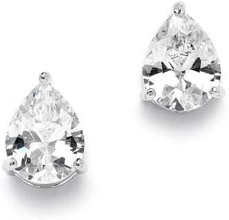 2.00 Ct. Cubic Zirconia Pear Shape Stud Earrings for Weddings, Bridesmaids, or Prom