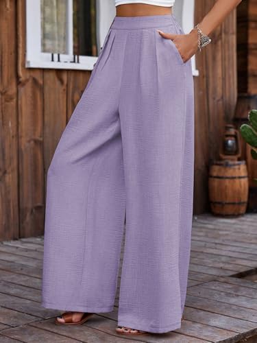 Image of TOPLOT Trouser for Women | Loose Fit High-Waist Korean Pants | Palazzo Pants with Pleated Front | Formal Relaxed Fit Casual Travel, Office & Lounge Wear Pant (5254)