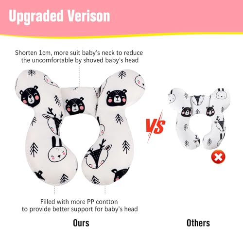 Image of KAKIBLIN Baby Neck Pillow, Upgraded Baby Support Pillow,Babies Head Pillow,Neck Support Pillow for for Car Seat, Stroller, Pushchair,Travel (Bear)