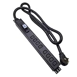 L6-50P 50 Ampere Rack Mounted PDU Power Socket with 8-Position C13 Socket Output Circuit Breaker Protection, Aluminum Alloy Shell 6-Foot 8AWG Cable (C13-08-S)