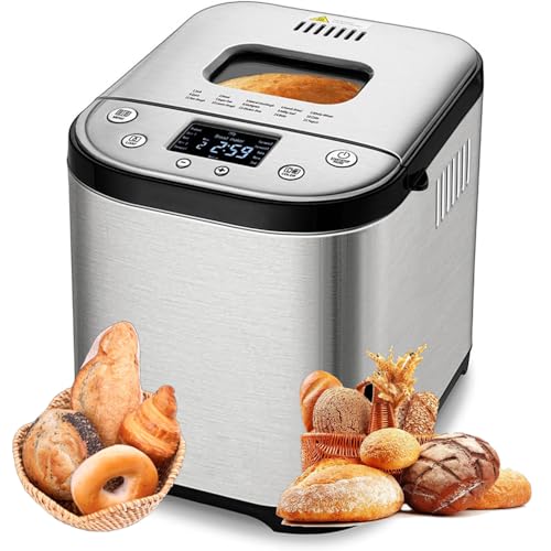 DDNGEJ Máquina para Hacer Pan Máquina para Hacer Pan Multifuncional con 15 menús preestablecidos y Temporizador de Recetas Ajuste para Mantener Caliente