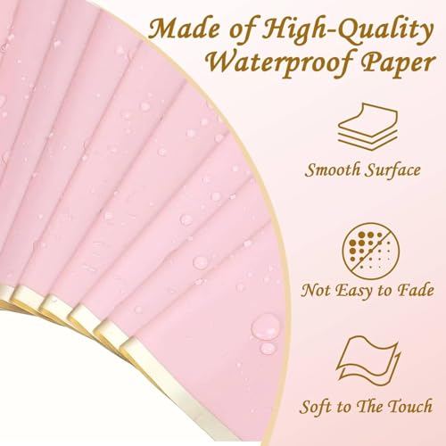 MtnLaur Blumenpapier 20 Blatt, Wasserdicht Blumen Papier, Rosa Geschenkpapier Blumen Verpackungspapier und goldener Rand, Wrapping Paper für DIY Bastelprojekte Hochzeitsgeburtstagsgeschenke (Pink)