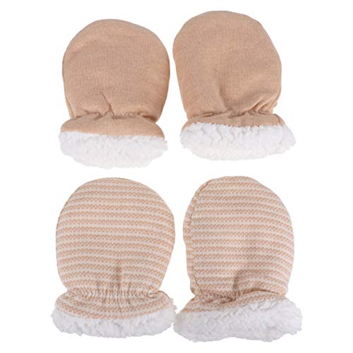 2Pairs Scratch Mittens Adjustable Warm Gloves for Boy Girl Soft Material Protects Hands From Cold Scratches Fashionable Design Deep Floral Print
