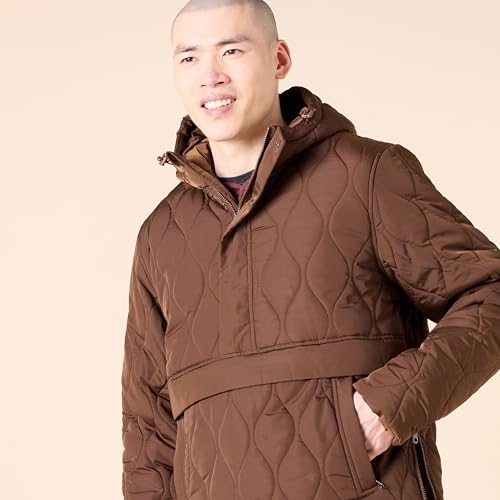 Image of Amazon Essentials Mens Anorak Hooded Quarter-Zip Puffer Coat
