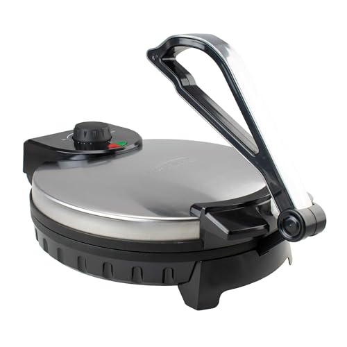 Brentwood TS-127 Stainless Steel Non-Stick Electric Tortilla Maker, 8 inch, Silver