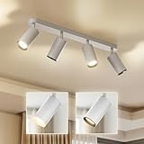 Scandinavian home Deckenstrahler 4-flammig - GU10 Deckenlampe Küche 360° Schwenkbar, Blendfrei, Flach - Flurlampe Decke, Küchenlampe, Spots Deckenleuchte Küche Lampen - Matt Weiß, Ohne Leuchtmittel