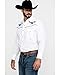 Ely Cattleman Men's Long Sleeve Western Shirt with Eagle Embroidery, White, XXL