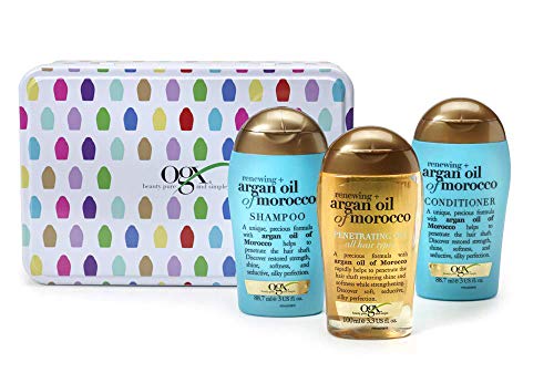 OGX Argan Oil of Morocco Gift Tin with Shampoo, Conditioner and Hair Oil
