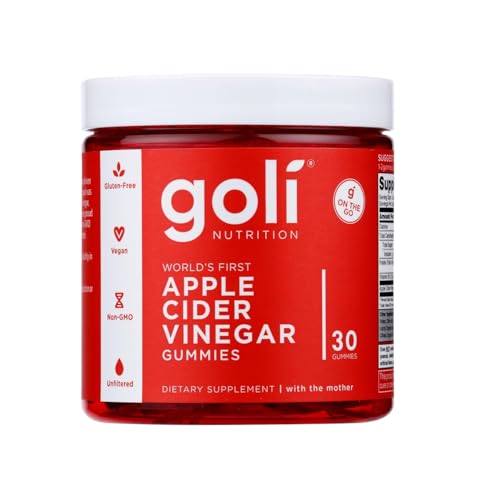 Goli Apple Cider Vinegar Gummies | Digestion, Gut Health & Appetite | Vitamin B12, Gelatin-Free, Gluten-Free, Vegan & Non-GMO | Taste The Apple, Not The Vinegar | Goli On The Go, 30 Gummies