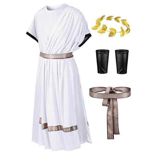 Missanabie Costume Toga pour homme – Costume de dieu grec romain – Tenue de costumade – Ensemble d'accessoires pour Halloween (taille L)