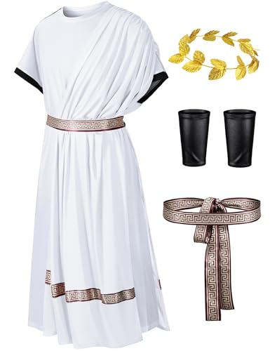 Missanabie Costume Toga pour homme – Costume de dieu grec romain – Tenue de costumade – Ensemble d'accessoires pour Halloween (taille L)