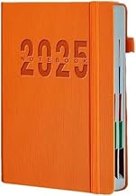 手帳 2025 1月始まり日手帳 A5 スケジュール帳 システム 日記帳 ビジネス プランナー システムノートダイアリー 4プラン マンスリー A5サイズ (オレンジ)